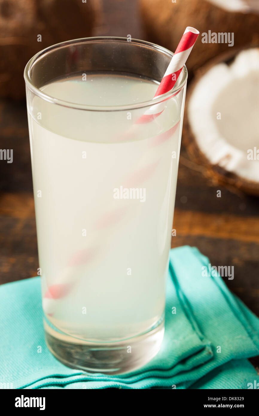 Fresh Organic Coconut Water in a Glass Stock Photo