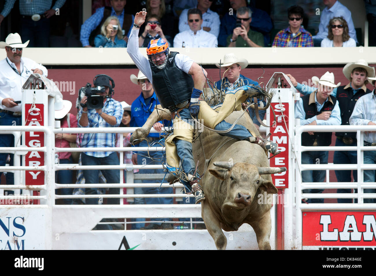 July 9, 2011 Calgary, Alberta, Canada Bull rider Austin Meier of