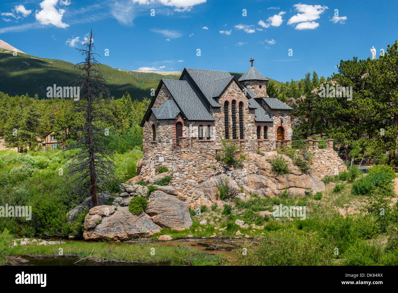 Photograph of the Saint Malo church in Allenspark, Colorado USA Stock