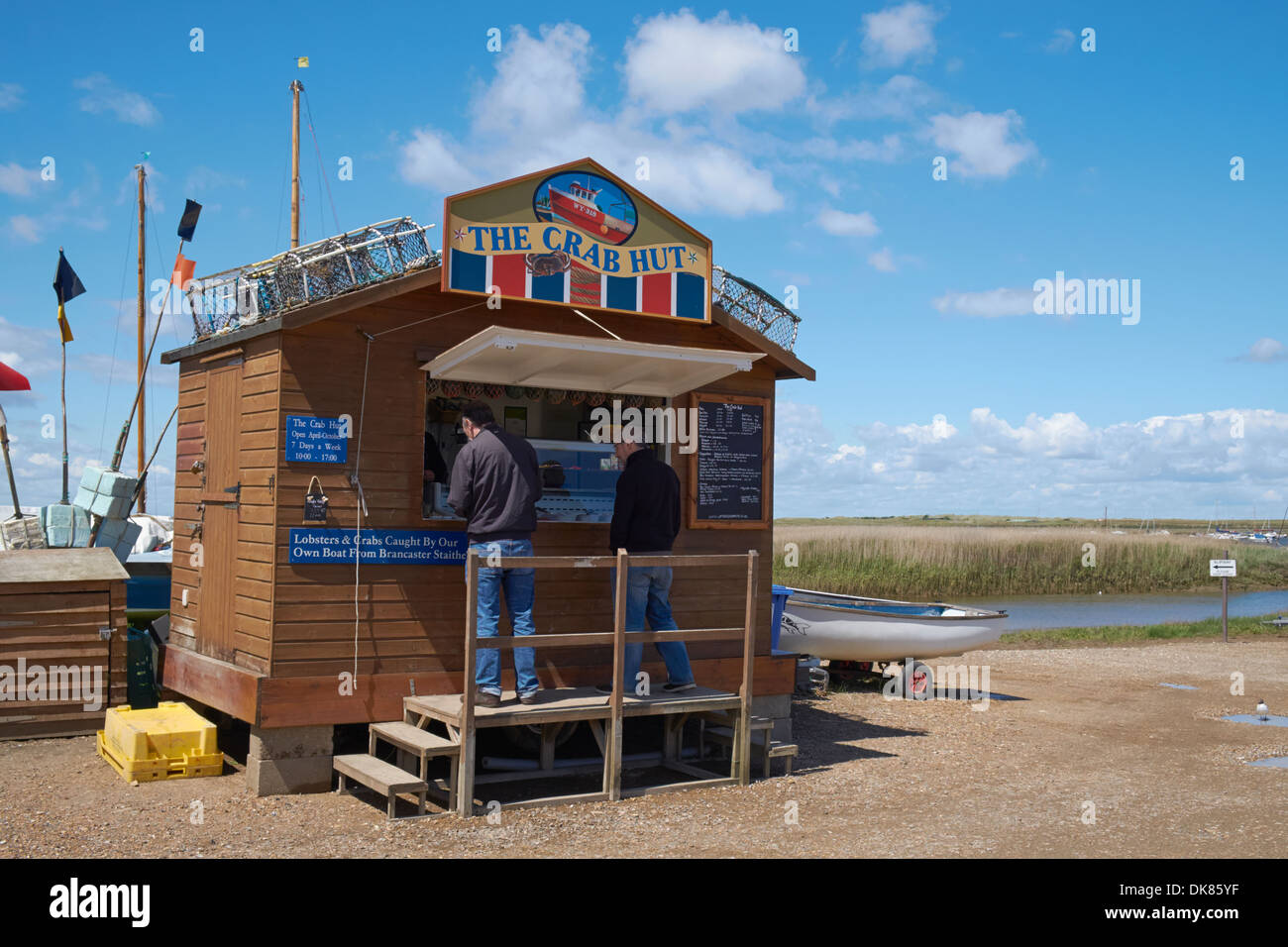 The Crab Hut at Brancaster Staithe Quay, Norfolk, England Stock Photo