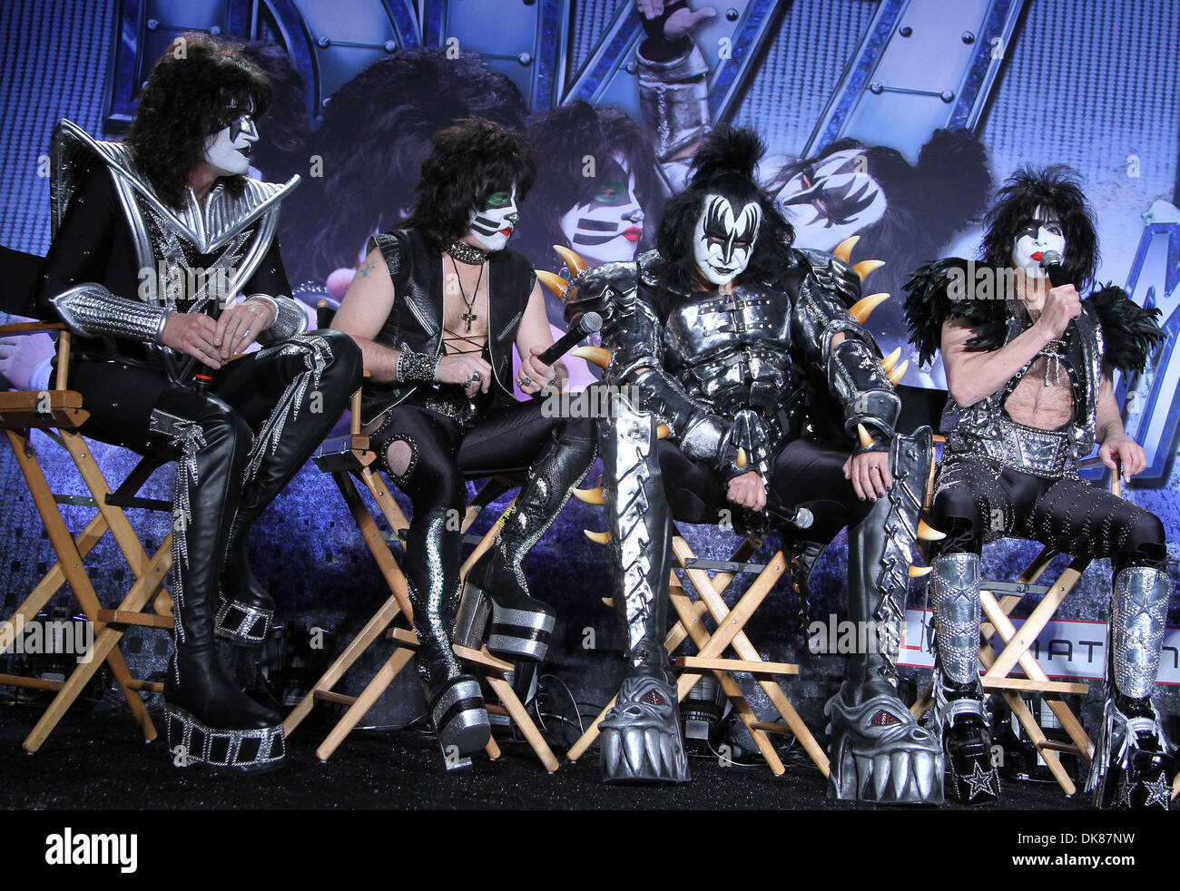 Tommy Thayer Eric Singer Gene Simmons Paul Stanley Motley Crue And KISS  Announce Their Co-Headlining Tour Los Angeles Stock Photo - Alamy