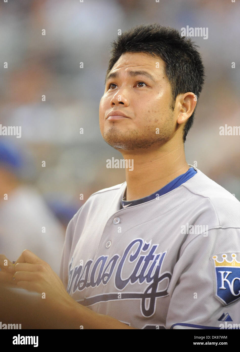 July 14, 2011 - Minneapolis, Minnesota, United States of America - July 14, 2011: Kansas City Royals pitcher Bruce Chen (52) in the dugout during the 4th inning of the game between Minnesota Twins and Kansas City Royals at Target Field in Minneapolis, Minnesota. (Credit Image: © Marilyn Indahl/Southcreek Global/ZUMAPRESS.com) Stock Photo