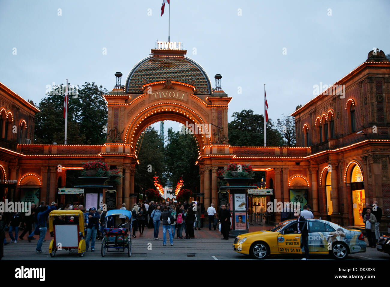 The Entrance to Tivoli Gardens and amusment park, Copenhagen, Denmark. Stock Photo