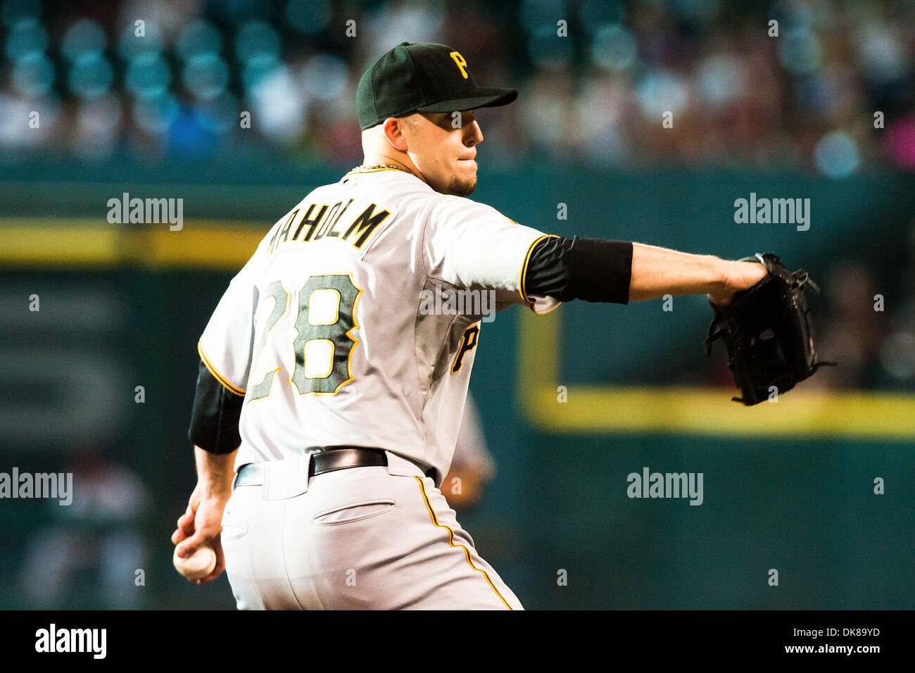 July 16, 2011 - Houston, Texas, U.S - Pittsburgh Pirates P Paul Maholm (28) threw 80-pitches with 59K's against the Astros for a no decision. Houston Astros beat the Pittsburgh Pirates 6-4 at Minute Maid Park in Houston Texas. (Credit Image: © Juan DeLeon/Southcreek Global/ZUMAPRESS.com) Stock Photo