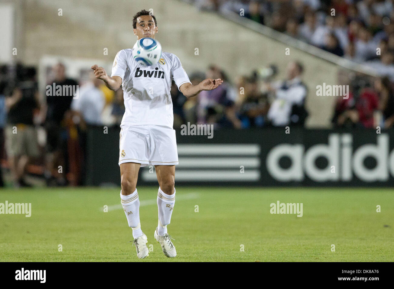 July 16, 2011 - Los Angeles, California, U.S - Real Madrid C.F. defender Alvaro Arbeloa #17 controls the ball during the World Football Challenge game between La Liga powerhouse Real Madrid and the Los Angeles Galaxy at the Los Angeles Memorial Coliseum. Real Madrid went on to defeat the Galaxy with a final score of 4-1. (Credit Image: © Brandon Parry/Southcreek Global/ZUMAPRESS.co Stock Photo