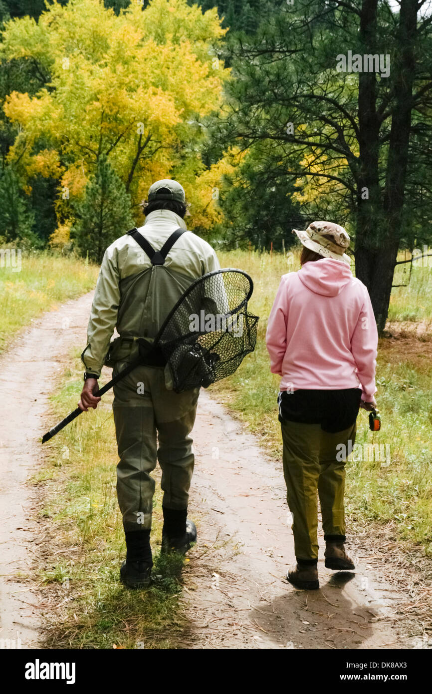 Pecos River, New Mexico, United States. Catch and release fly fishing