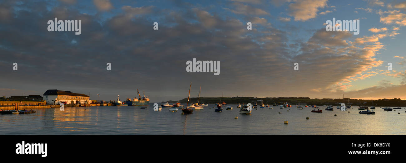 Dawn over the harbour on St Mary's, Isles of Scilly Stock Photo
