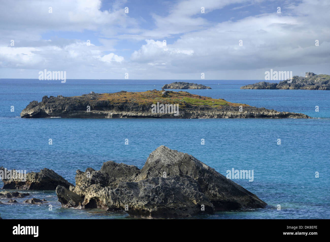 Green Island, Bermuda adjacent to Nonsuch Island, and a Bermuda Petrel breeding islet Stock Photo