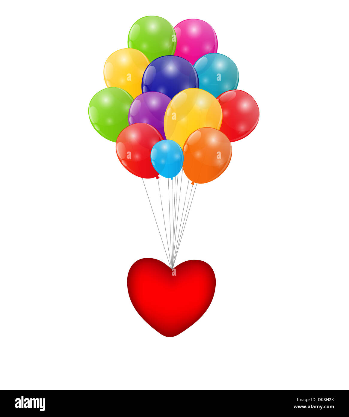 Color Glossy Balloons with Heart Background Vector Illustration Stock ...