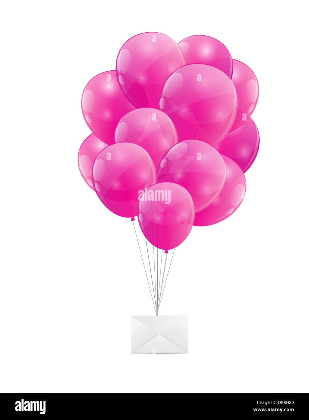 Color Glossy Balloons with Envelope Vector Illustration Stock Photo - Alamy