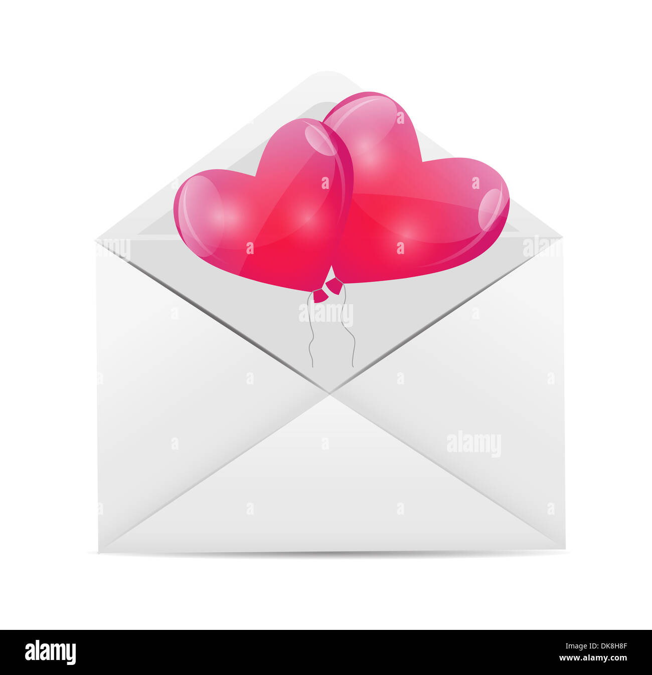Valentines Day Card with Heart Shaped Balloons, Vector Illustration ...
