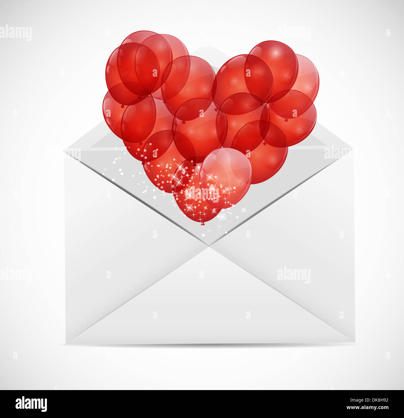 Valentines Day Card with Heart Shaped Balloons, Vector Illustration ...
