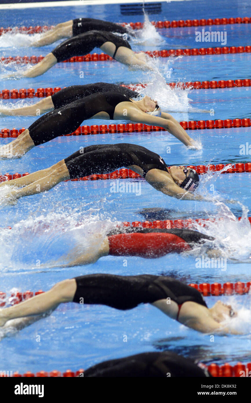 July 26, 2011 - Shanghai, China - Olympic champion NATALIE COUGHLIN (starting at center) was upset by ZHAO JING of China in the women's 100 meter backstroke. The Chinese swimmer took the gold at the FINA World Championships and Coughlin settled for a bronze. (Credit Image: © Jeremy Breningstall/ZUMAPRESS.com) Stock Photo