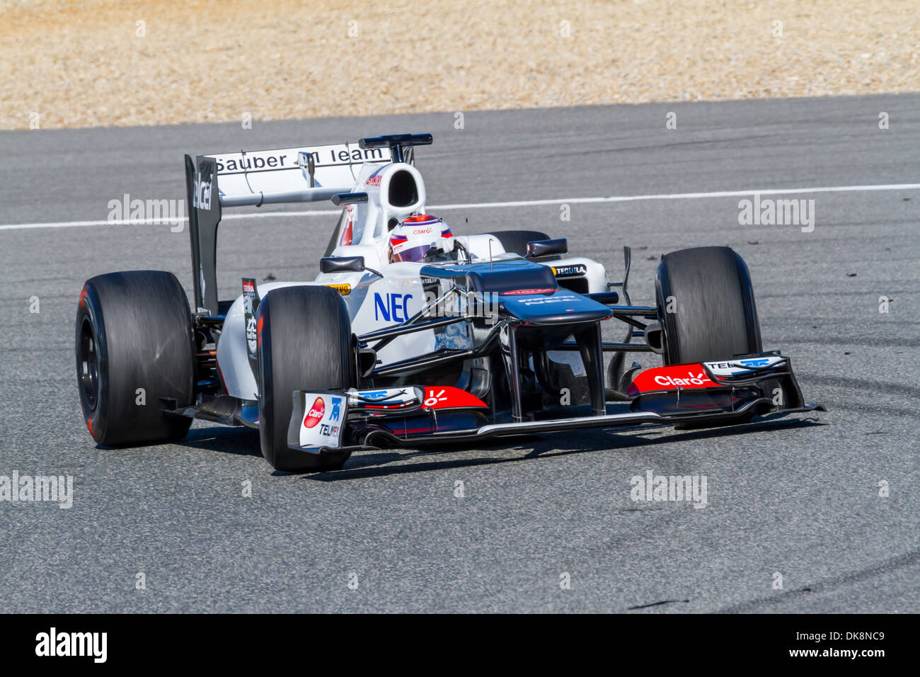 Kamui Kobayashi of Sauber F1 races on training session Stock Photo