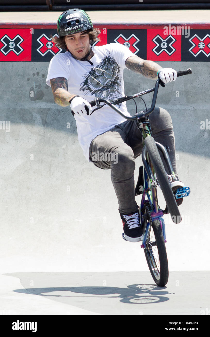 July 28, 2011 - Los Angeles, California, U.S - Harry Main competes in the  BMX Freestyle Park Elimination at Event Deck at L.A. Live in Los Angeles,  California. (Credit Image: © Chris