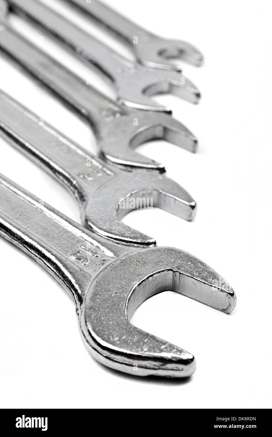Spanners on a white background. Stock Photo