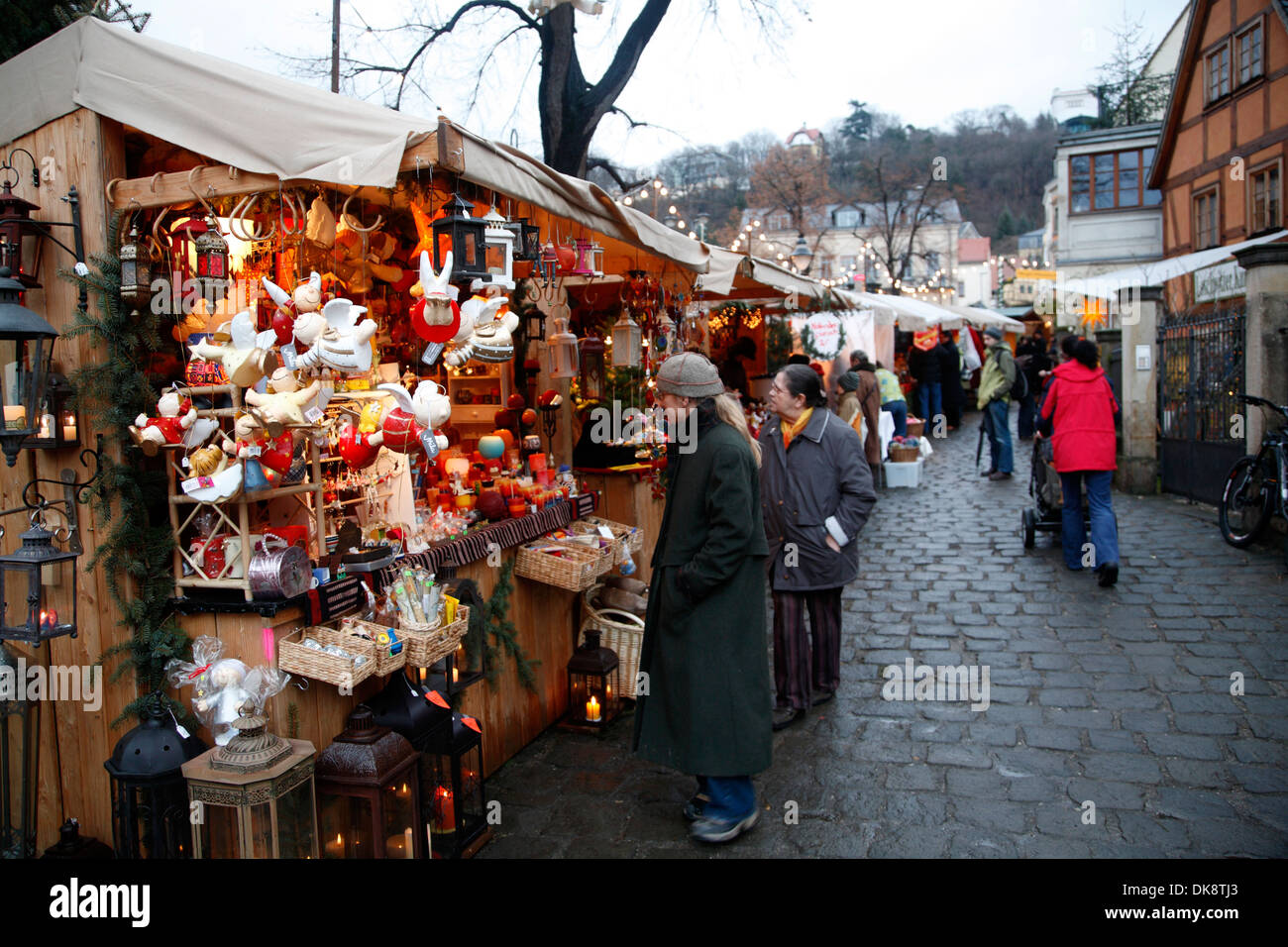 Christmas market in Loschwitz, Dresden,  Saxony, Germany Stock Photo