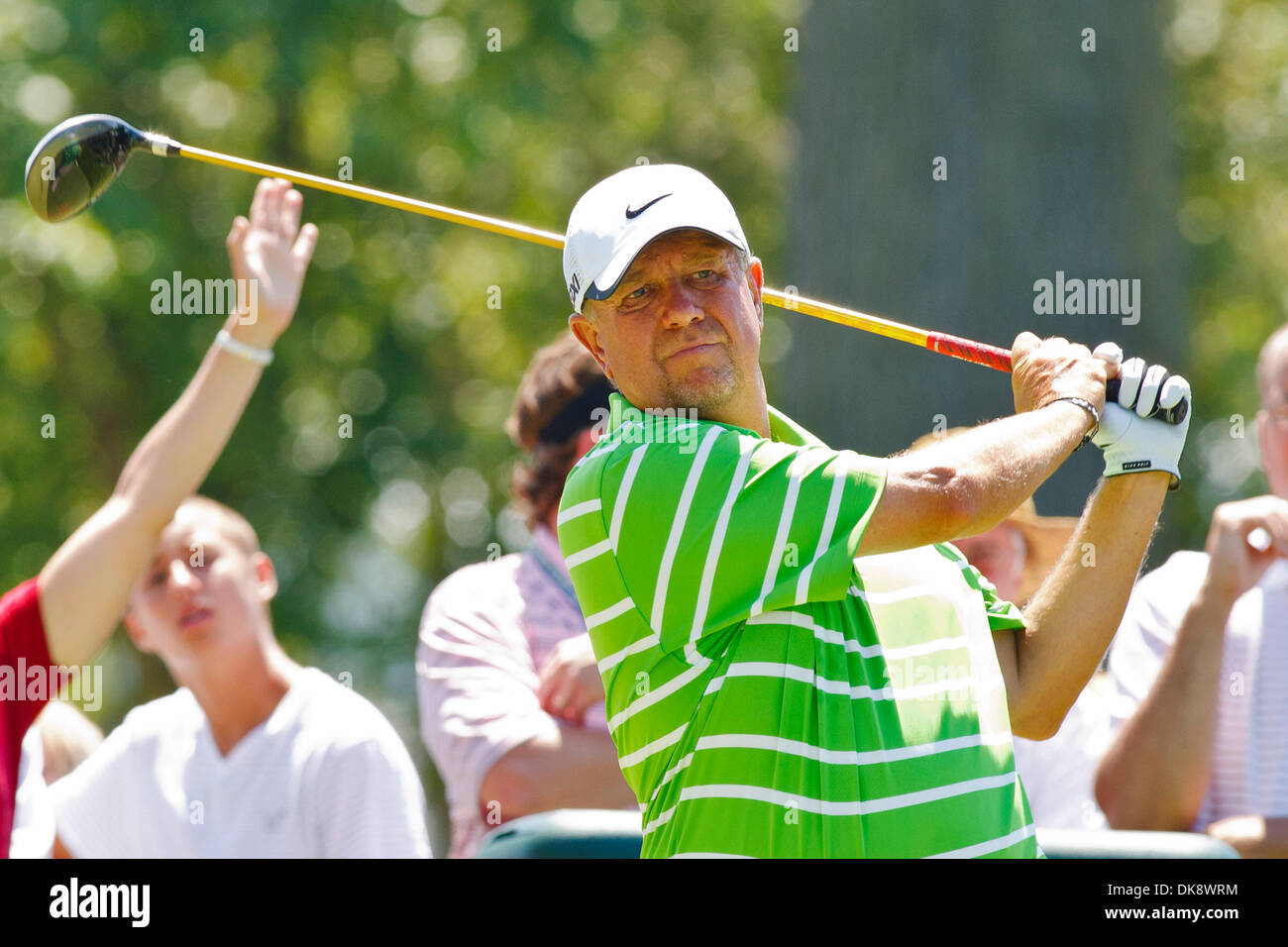 July 31, 2011 - Toledo, Ohio, U.S - Jeff Roth watches his tee shot on ...