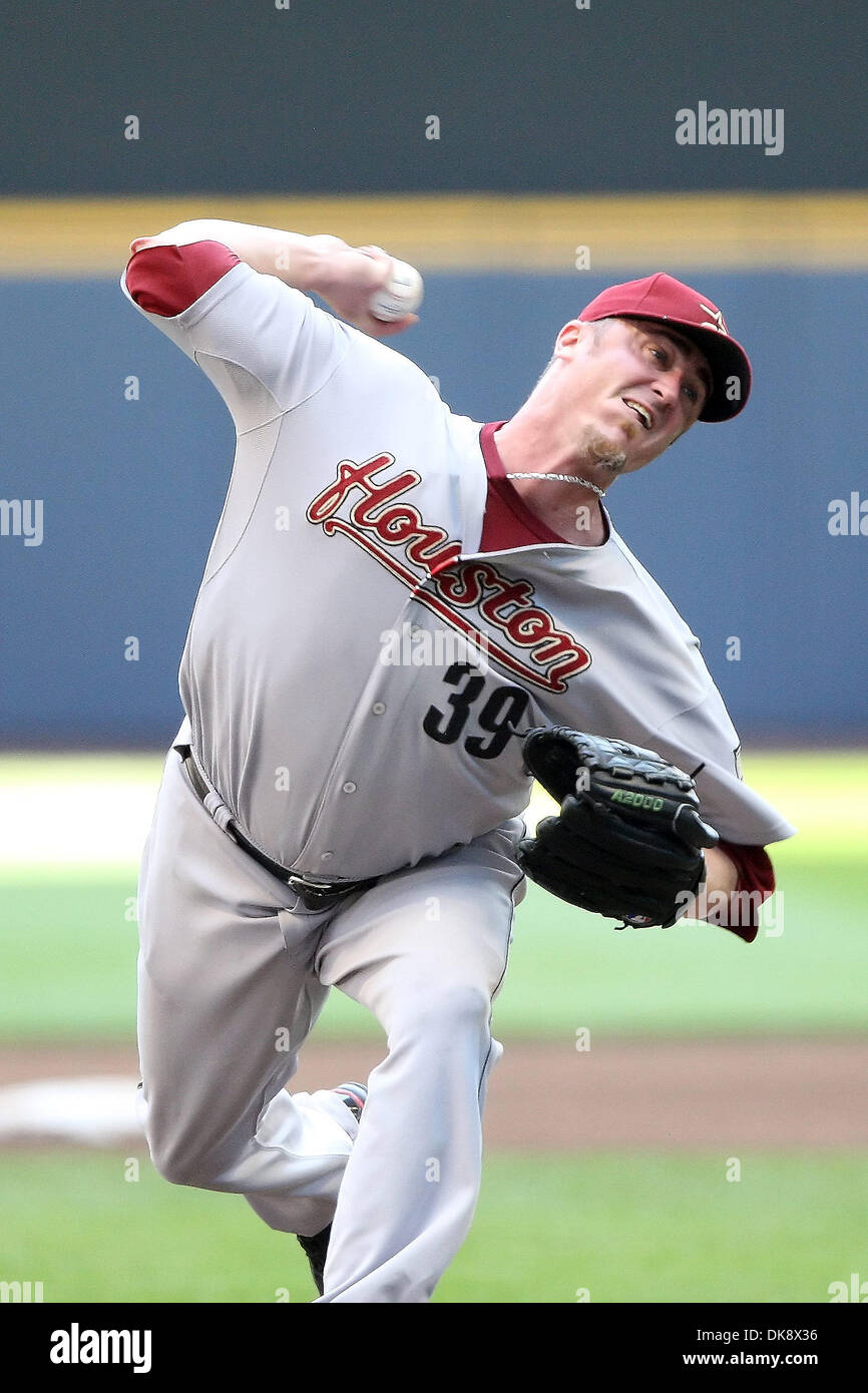 July 31, 2011 - Milwaukee, Wisconsin, U.S - Houston Astros starting pitcher Brett Myers #39 throws a pitch in the game. The Milwaukee Brewers defeated the Houston Astros 5-4 at Miller Park in Milwaukee. (Credit Image: © John Fisher/Southcreek Global/ZUMAPRESS.com) Stock Photo