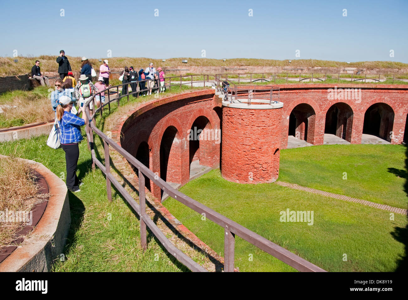 Tourists in historic Fort Massachusetts on West Ship Island of Gulf