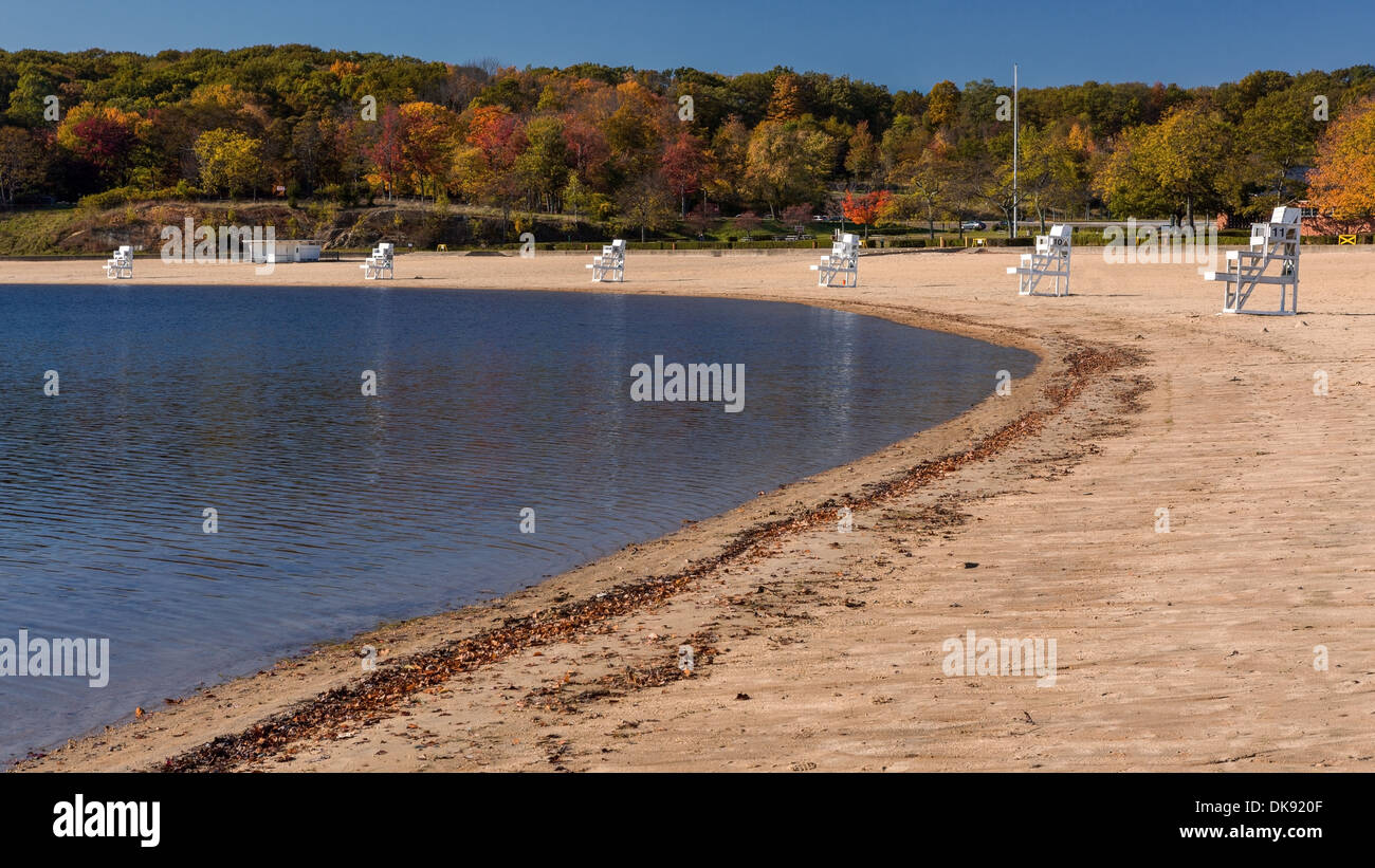 Lake Welch beach (Upstate New York) on a sunny October afternoon Stock Photo