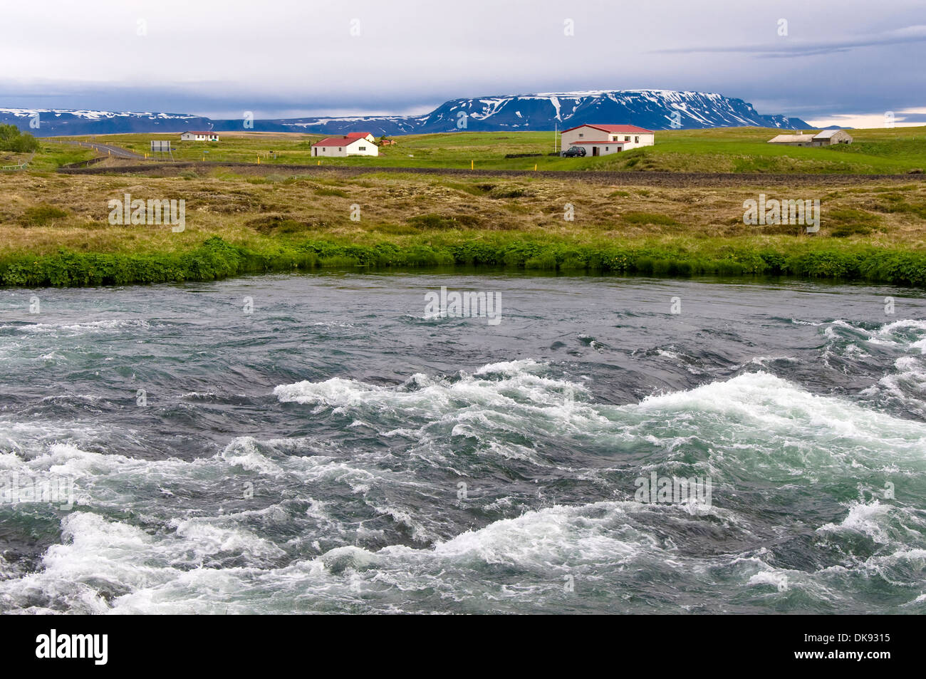 Houses near Lake Myvatn, Myvatn, Iceland Stock Photo