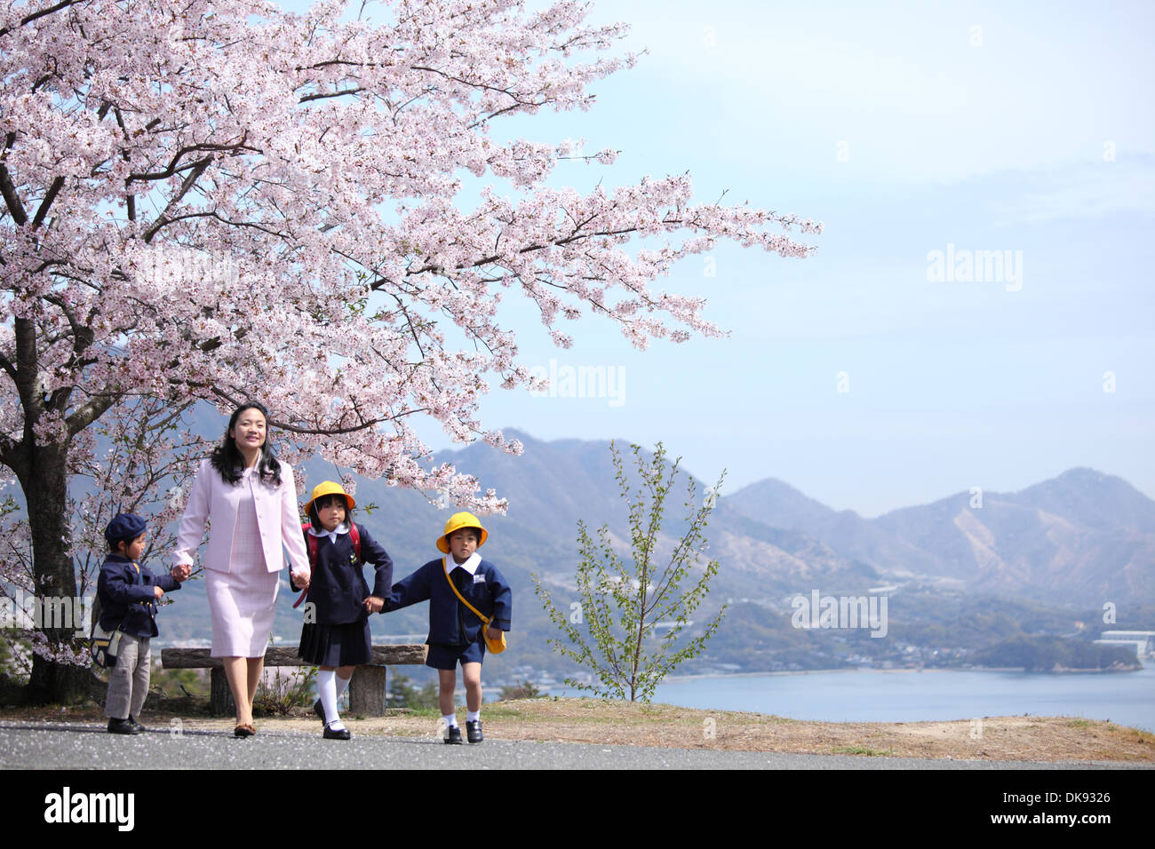 Japanese kids in the countryside Stock Photo
