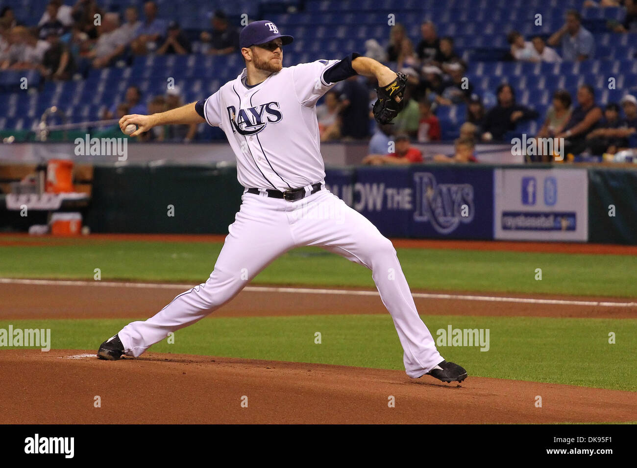 Aug. 10, 2011 - St.Petersburg, Florida, U.S - Tampa Bay Rays starting pitcher Wade Davis (40) throws in the first inning during a baseball game between the Tampa Bay Rays and Kansas City Royals at Tropicana Field. Game is tied 0 - 0 (Credit Image: © Luke Johnson/Southcreek Global/ZUMApress.com) Stock Photo