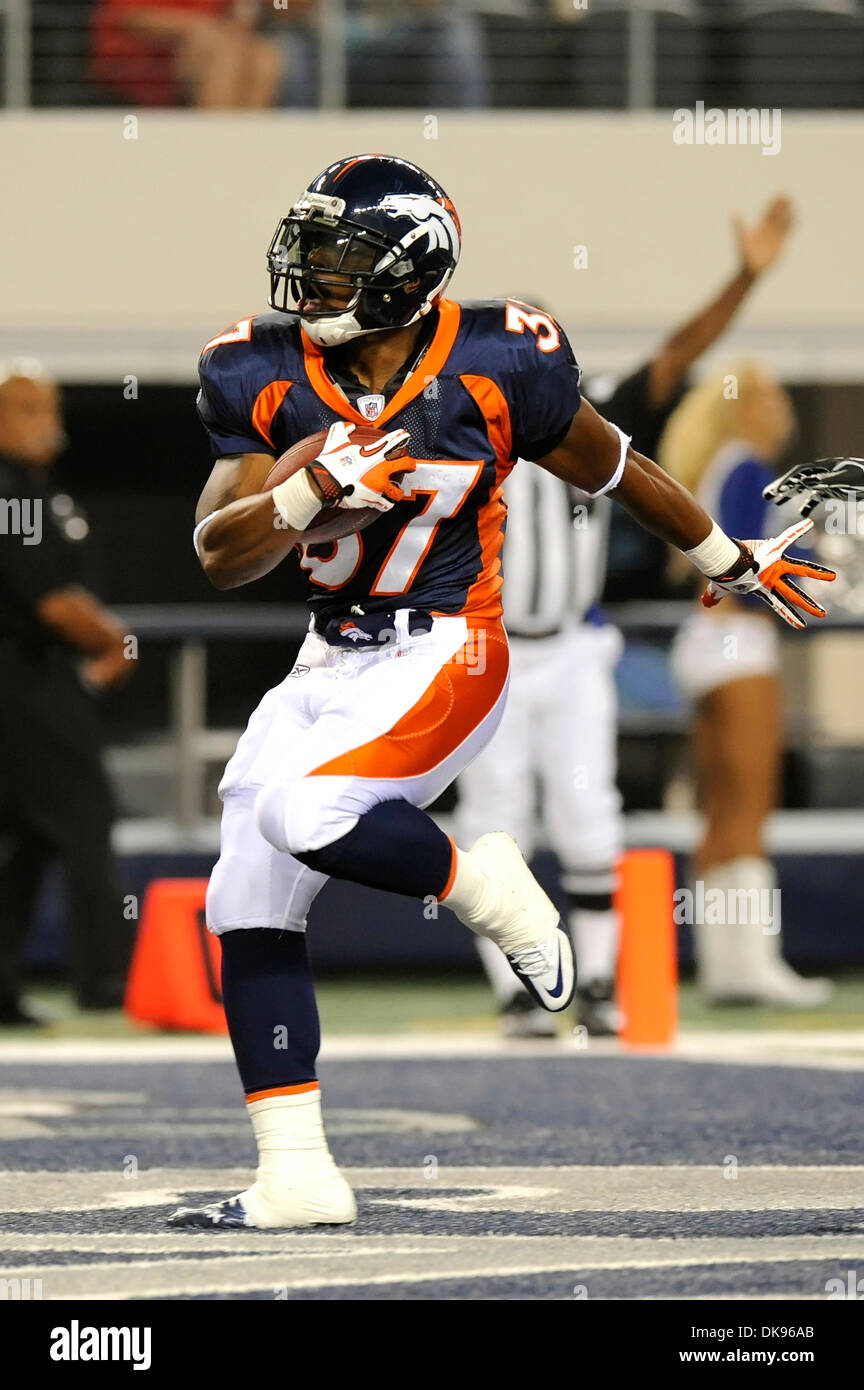 Aug. 11, 2011 - Arlington, Texas, United States of America - Denver Broncos running back Jeremiah Johnson (37) breaks up the middle for the touch down as the Denver Broncos take on the Dallas Cowboys in preseason action at Cowboys Stadium in Arlington, Texas.  The Cowboys come back in the second half to defeat the Broncos 24-23. (Credit Image: © Steven Leija/Southcreek Global/ZUMAP Stock Photo