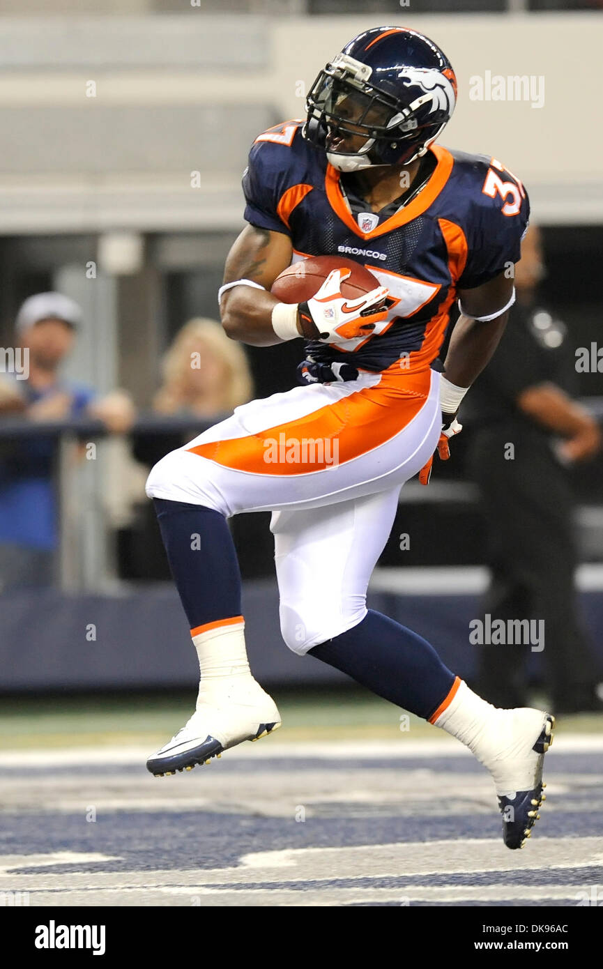 Aug. 11, 2011 - Arlington, Texas, United States of America - Denver Broncos running back Jeremiah Johnson (37) breaks up the middle for the touch down as the Denver Broncos take on the Dallas Cowboys in preseason action at Cowboys Stadium in Arlington, Texas.  The Cowboys come back in the second half to defeat the Broncos 24-23. (Credit Image: © Steven Leija/Southcreek Global/ZUMAP Stock Photo