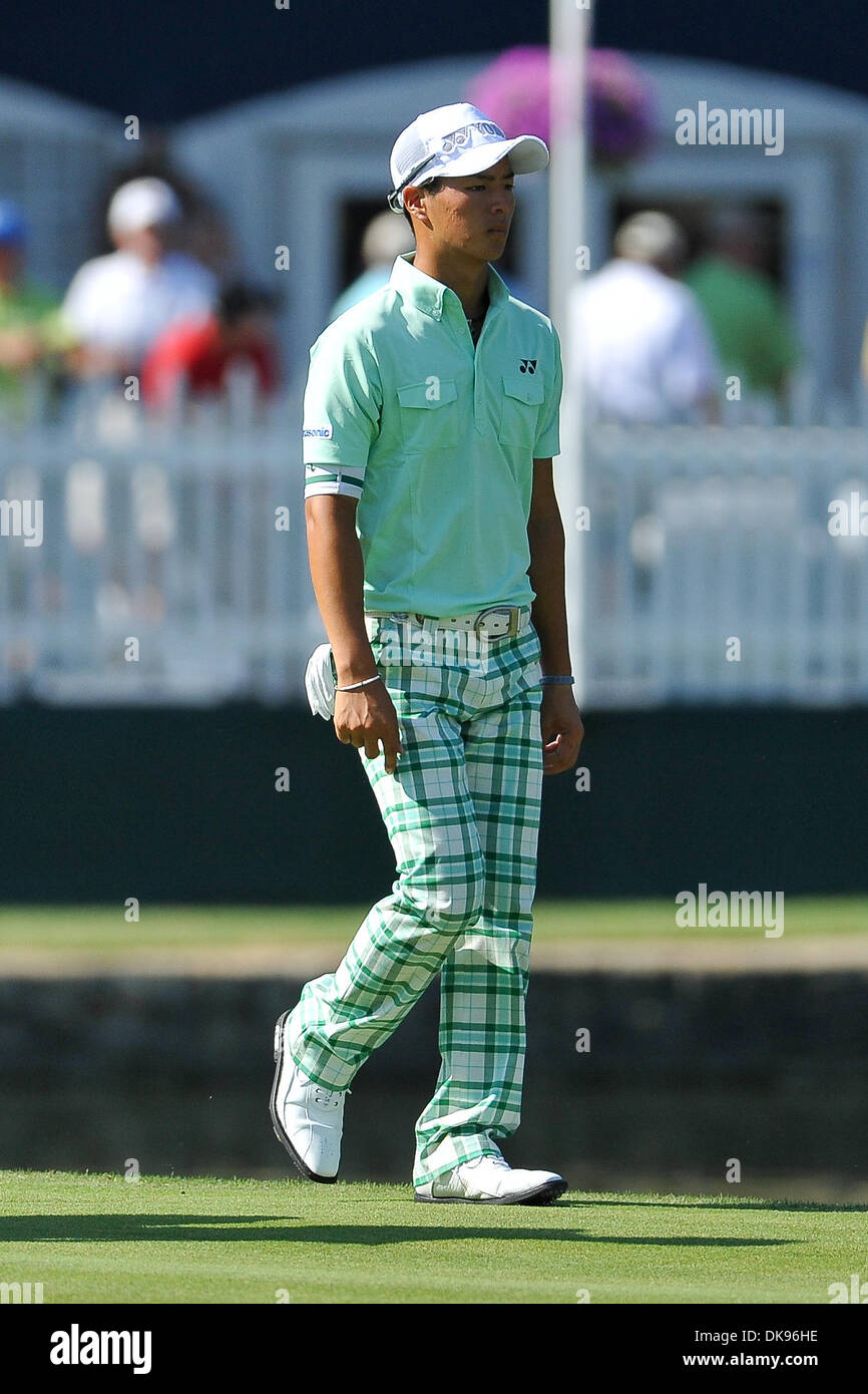 Aug. 11, 2011 - Johns Creek, Georgia, United States of America - Ryo Ishikawa walks toward the drop area on #18 after hitting his ball into the water on Thursday during the first round of the PGA Championships at the Atlanta Athletic Club in Johns Creek, GA. (Credit Image: © David Douglas/Southcreek Global/ZUMAPRESS.com) Stock Photo