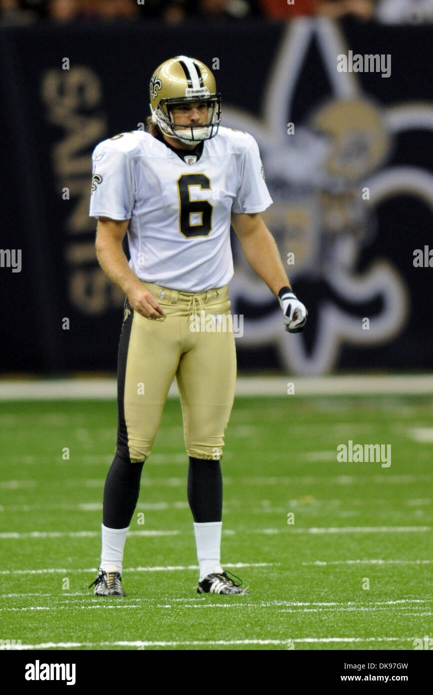 New Orleans Saints punter Thomas Morestead (6) punts the ball during the  NFL football pre-season game between the San Francisco 49ers and the New  Orleans Saints in New Orleans, Louisiana. The Saints