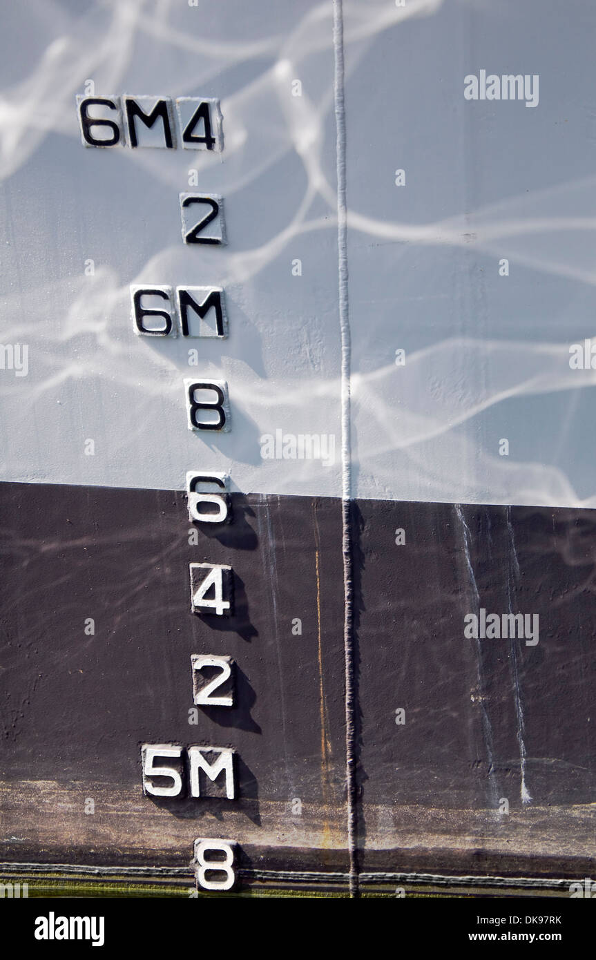 Numbers indicating draft on a boat Stock Photo Alamy