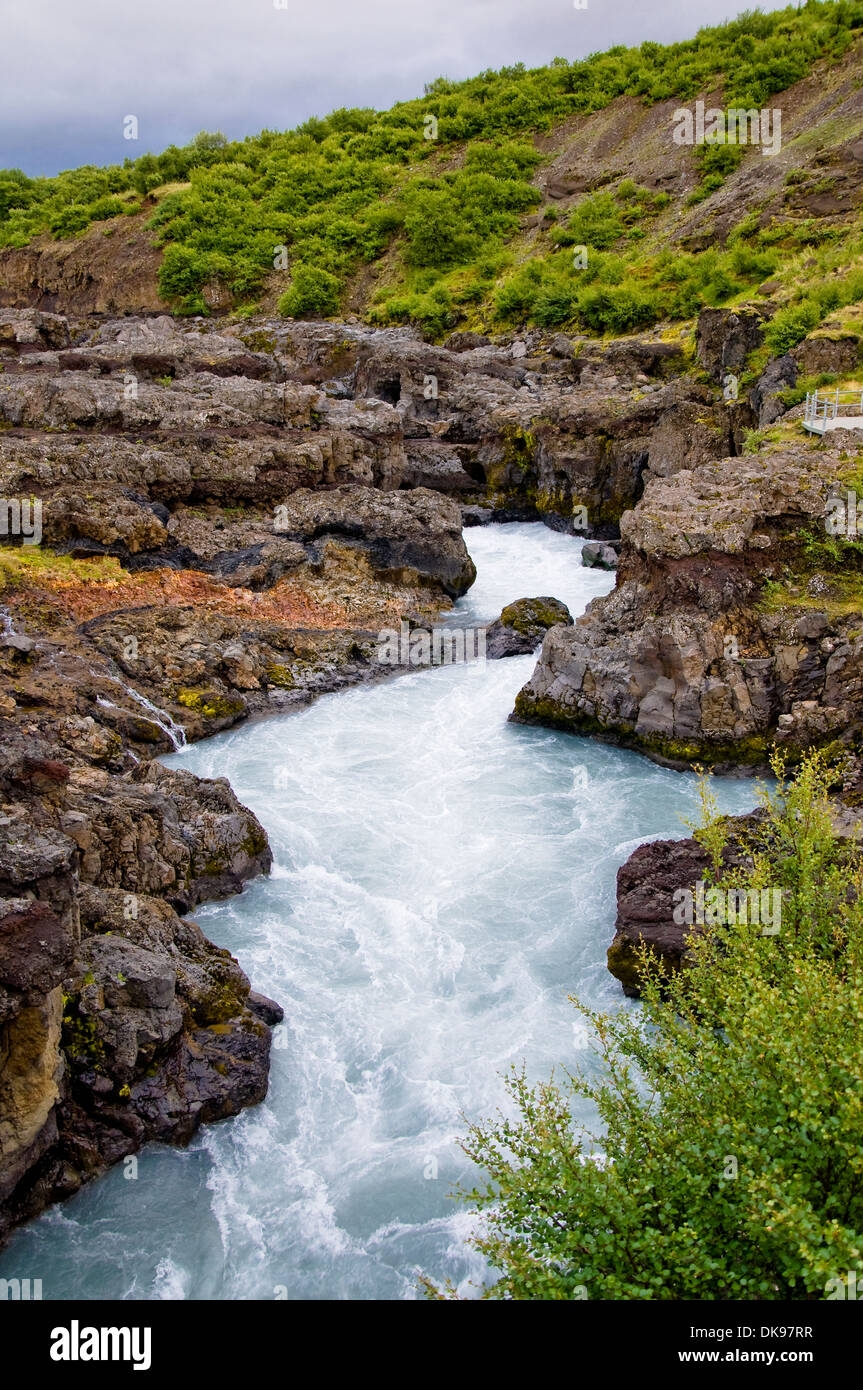 Barnafoss Waterfall, Iceland Stock Photo