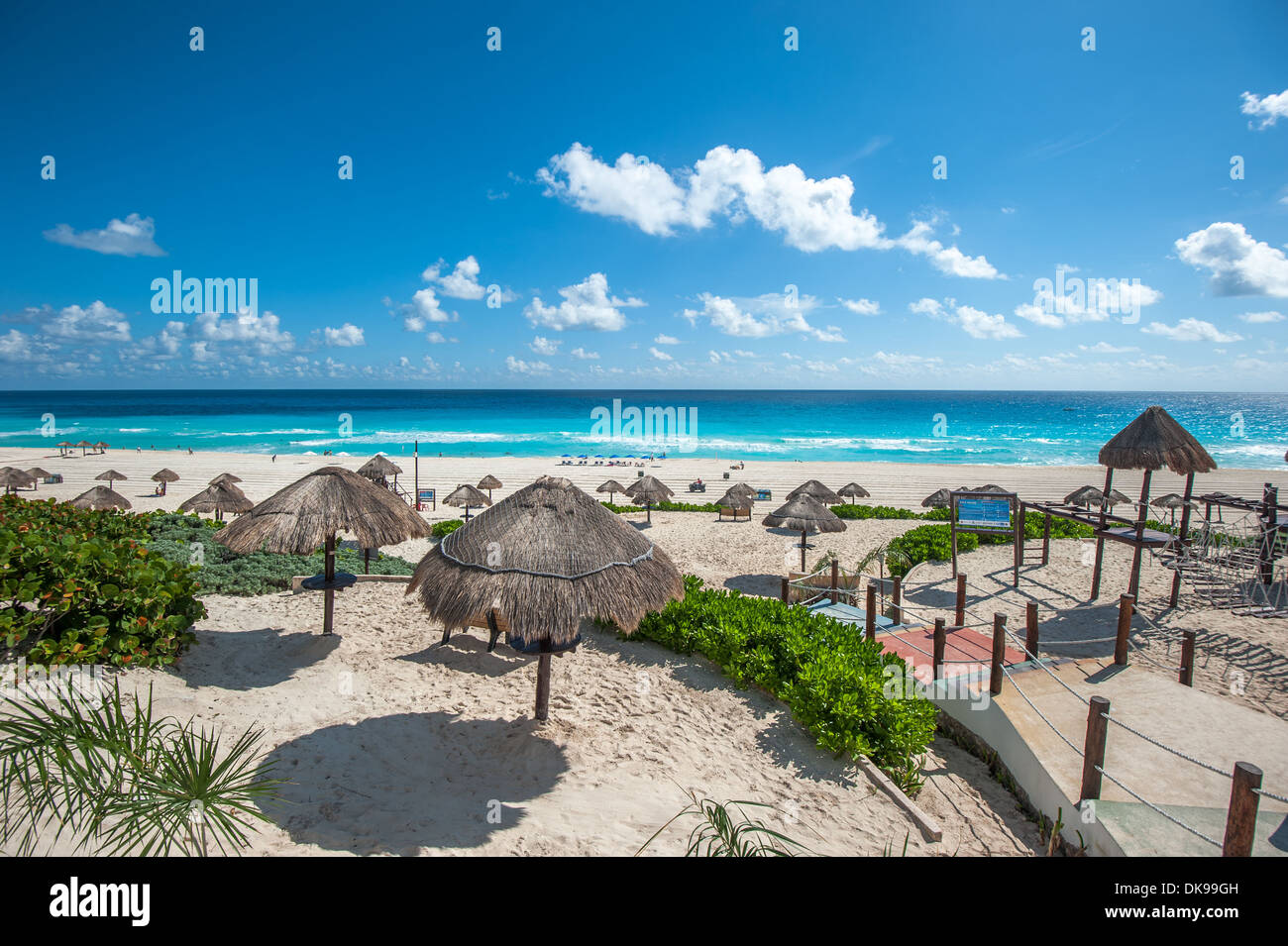 Dolphin Beach panorama, Cancun, Mexico Stock Photo