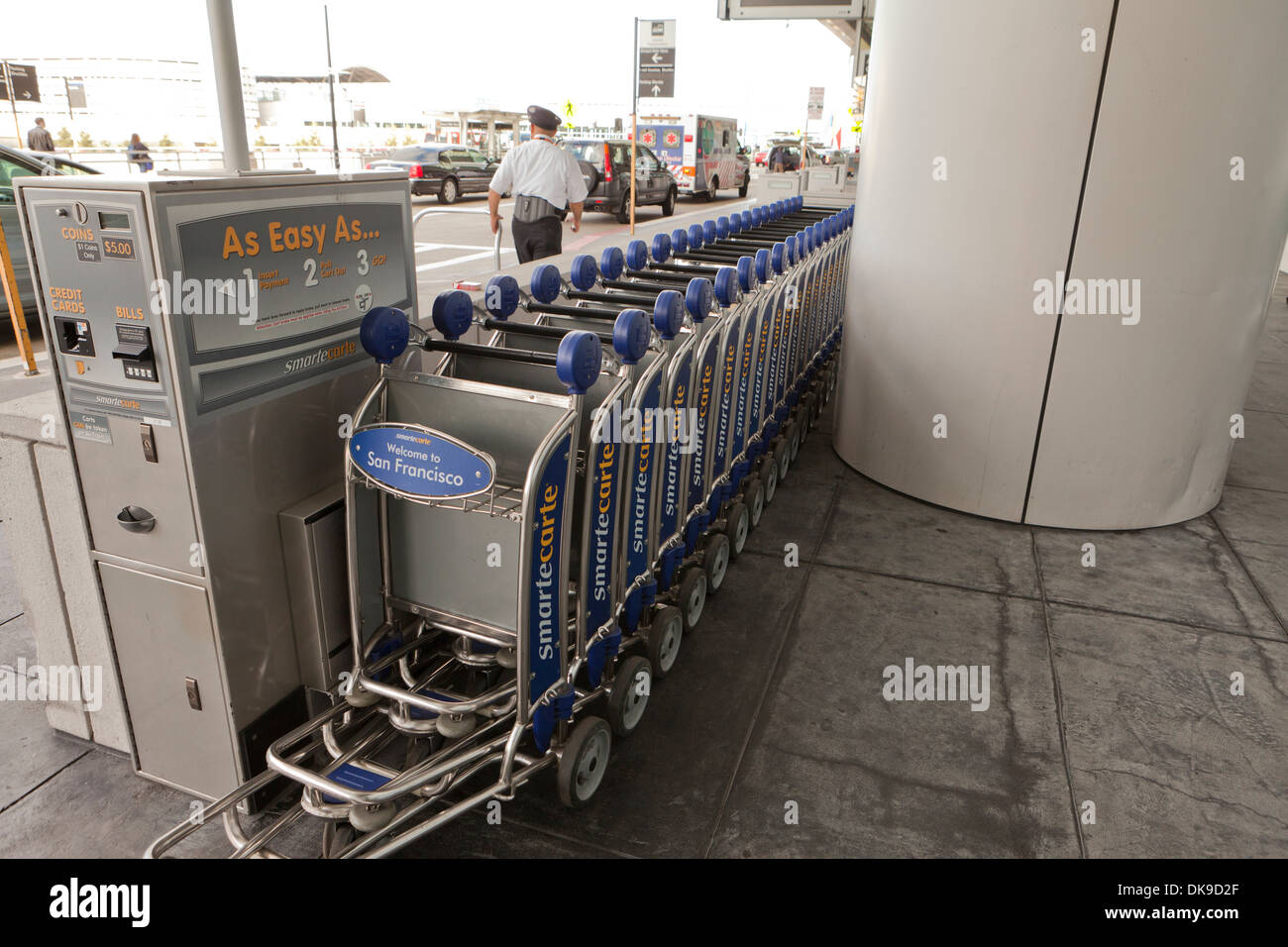 Airport luggage cart dispenser San Francisco International airport