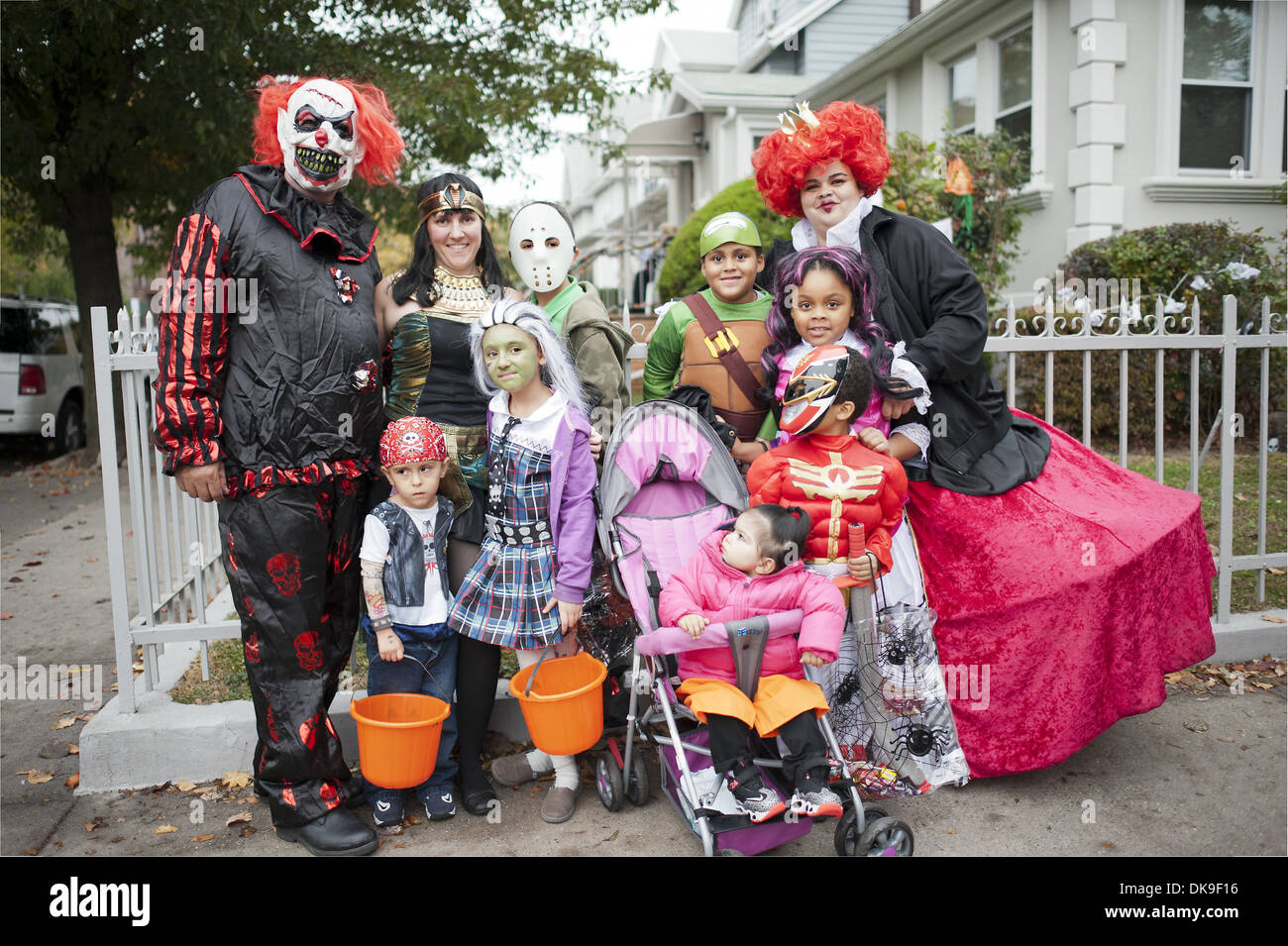 Halloween trick or treaters in the Kensington section of Brooklyn Stock