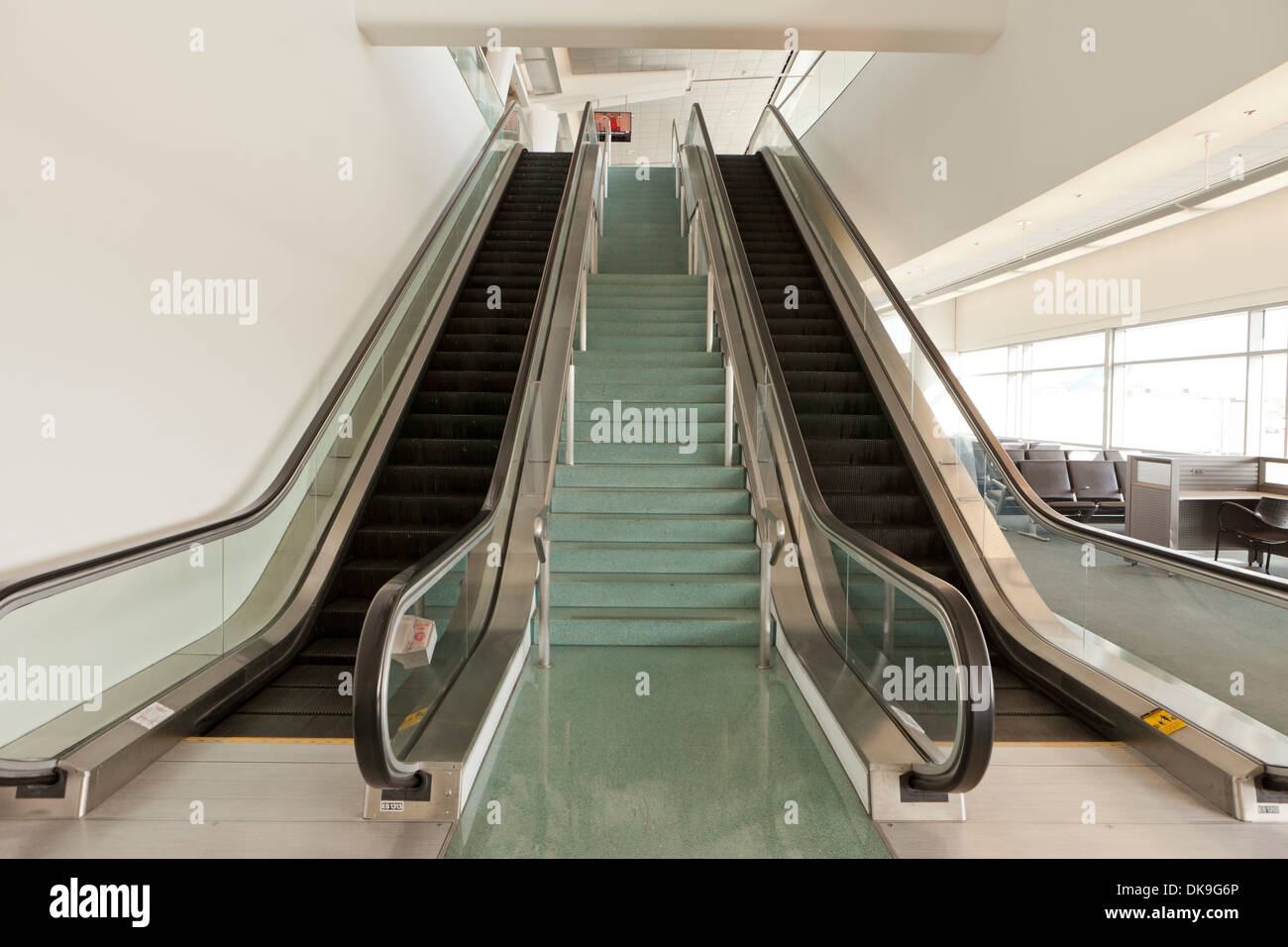 Empty escalator Stock Photo