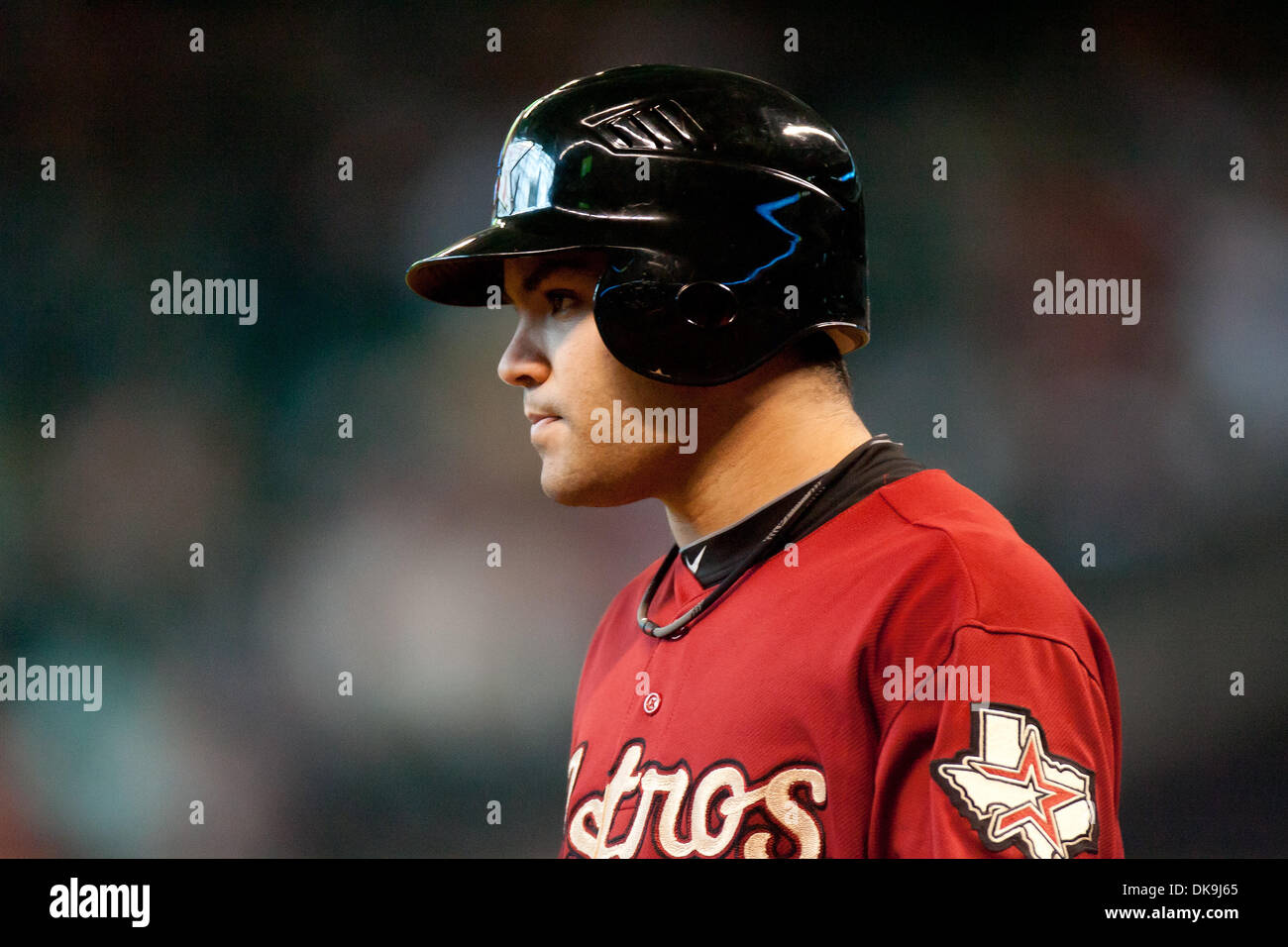 Aug. 21, 2011 - Houston, Texas, U.S - Houston Astros 2B Jose Altuve (27) in the batter's circle. San Francisco Giants defeated the Houston Astros 6 - 4 in 11-inning's at Minute Maid Park in Houston Texas. (Credit Image: © Juan DeLeon/Southcreek Global/ZUMAPRESS.com) Stock Photo