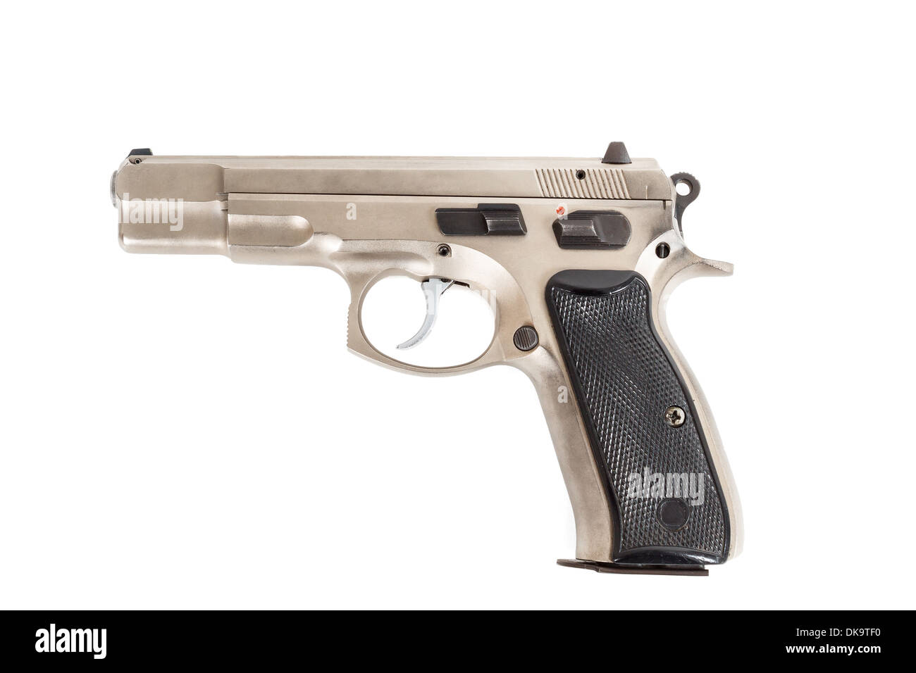 real Semi automatic gun isolated on white background Stock Photo - Alamy