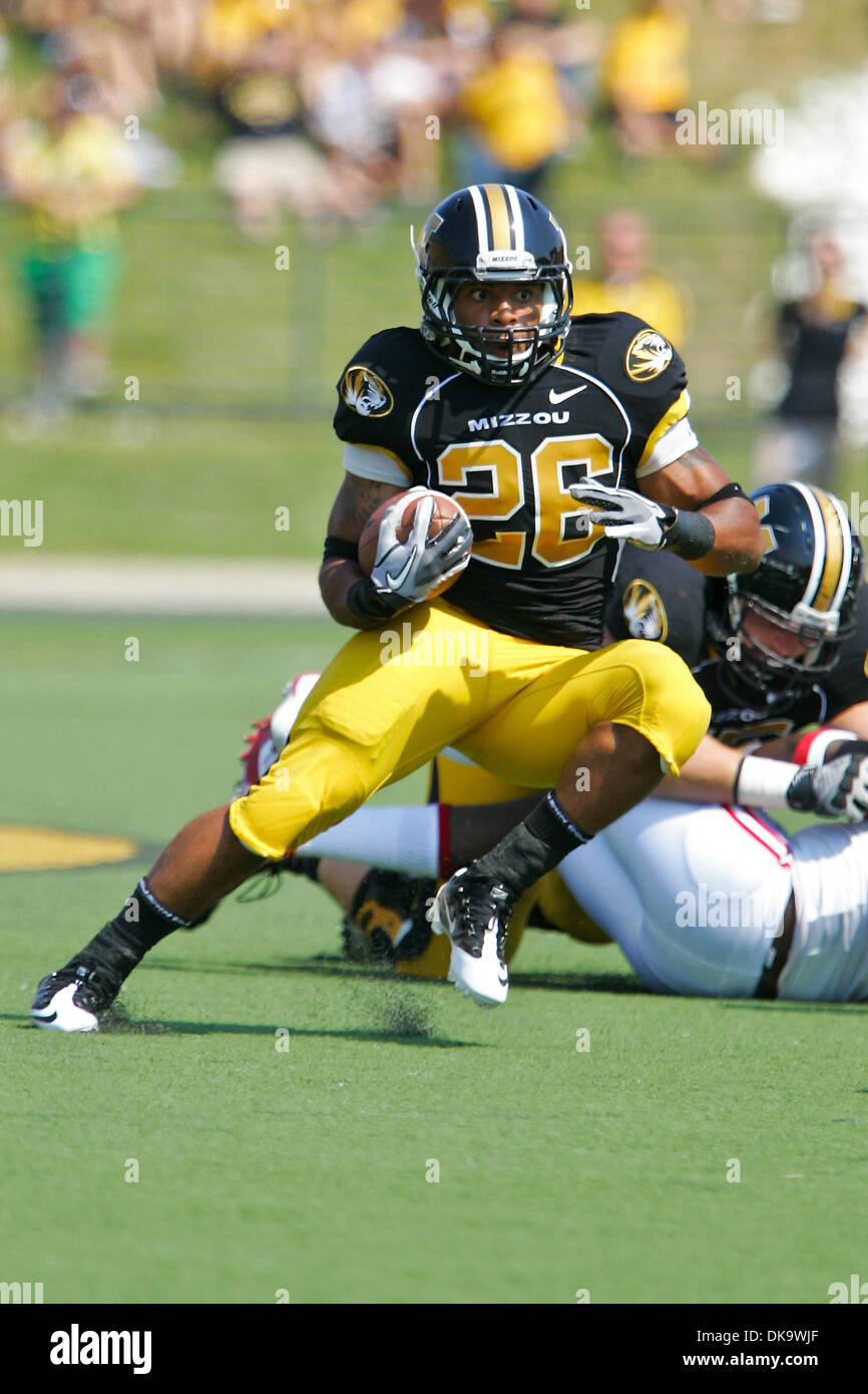 Sep. 03, 2011 - Columbia, Missouri, U.S - Missouri Tigers running back De'Vion Moore (26) in action during a game between the University of Missouri and Miami University (Ohio). The game was played on Faurot Field at Memorial Stadium on the campus of the University of Missouri in Columbia Missouri. The Missouri Tigers defeated the Miami Redhawks 17-6. (Credit Image: © Jimmy Simmons Stock Photo