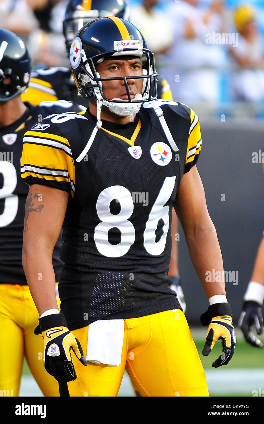 Sept. 1, 2011 - Charlotte, North Carolina, U.S - Pittsburgh Steelers wide receiver Hines Ward (86) looks on during the preseason game.Steelers defeat the Panthers 33-17  at the  Bank of America Stadium in Charlotte North Carolina. (Credit Image: © Anthony Barham/Southcreek Global/ZUMAPRESS.com) Stock Photo