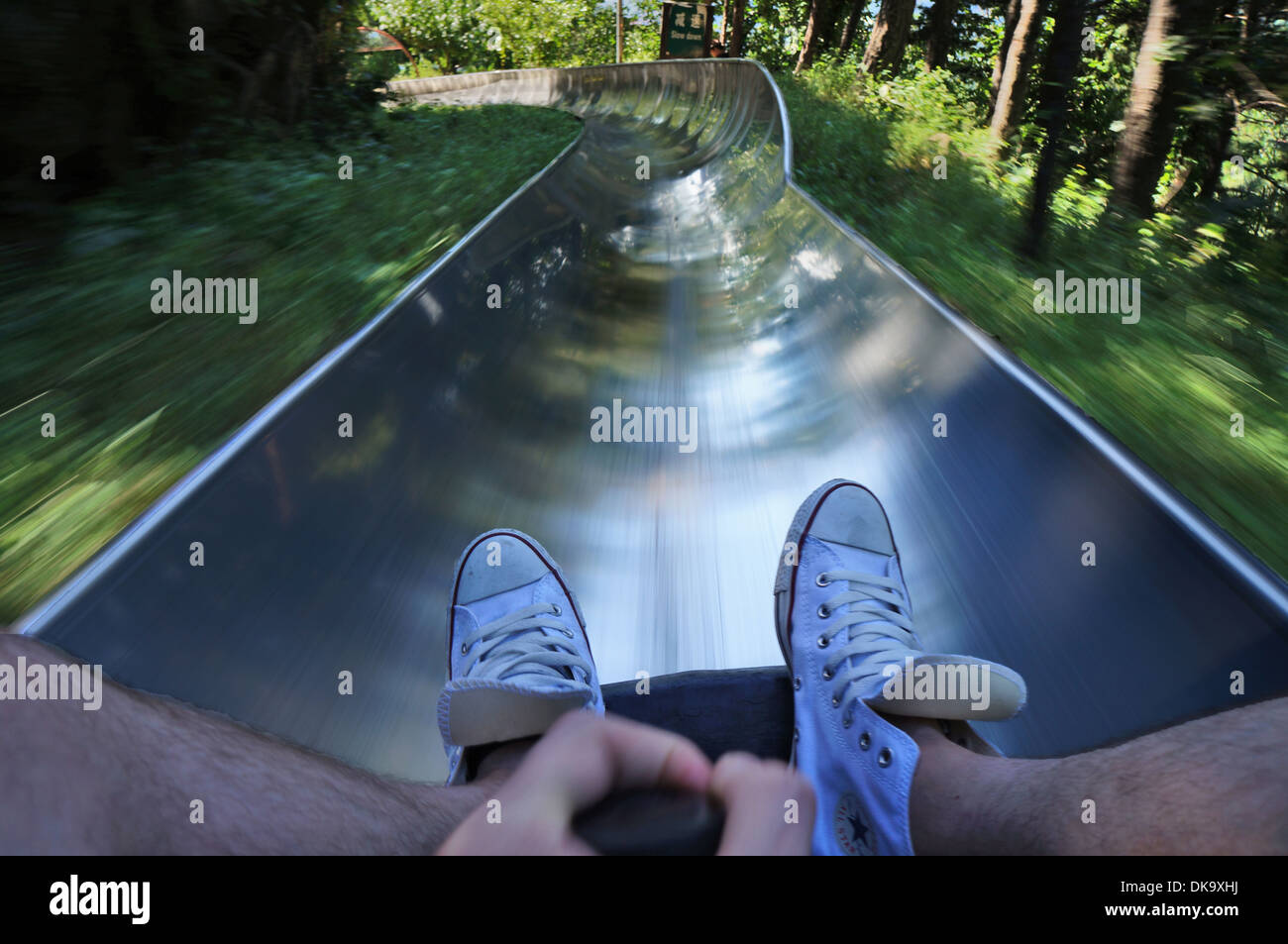 On a toboggan run at the Great Wall of China Stock Photo Alamy
