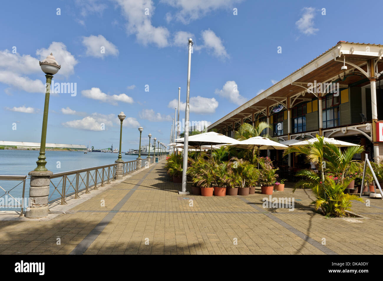 Restaurants and bars at Caudan Waterfront, Port Louis, Mauritius. Stock Photo