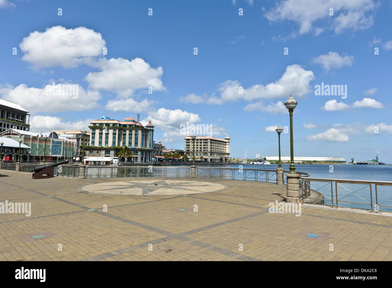 Caudan Waterfront with restaurants, bars and popular landmarks, Port Louis, Mauritius. Stock Photo