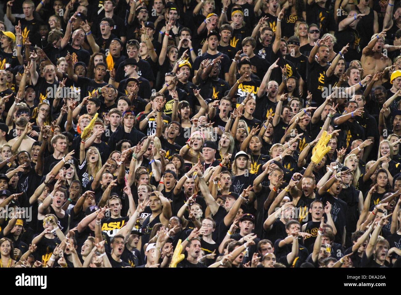 Sept. 9, 2011 - Tempe, Arizona, U.S. - ASU fans showed up and stayed the entire game supporting the ''black out'' and new jersey unvailing. Arizona State defeated Missouri 37-30 in OT in Tempe Arizona. (Credit Image: © Dean Henthorn/Southcreek Global/ZUMAPRESS.com) Stock Photo