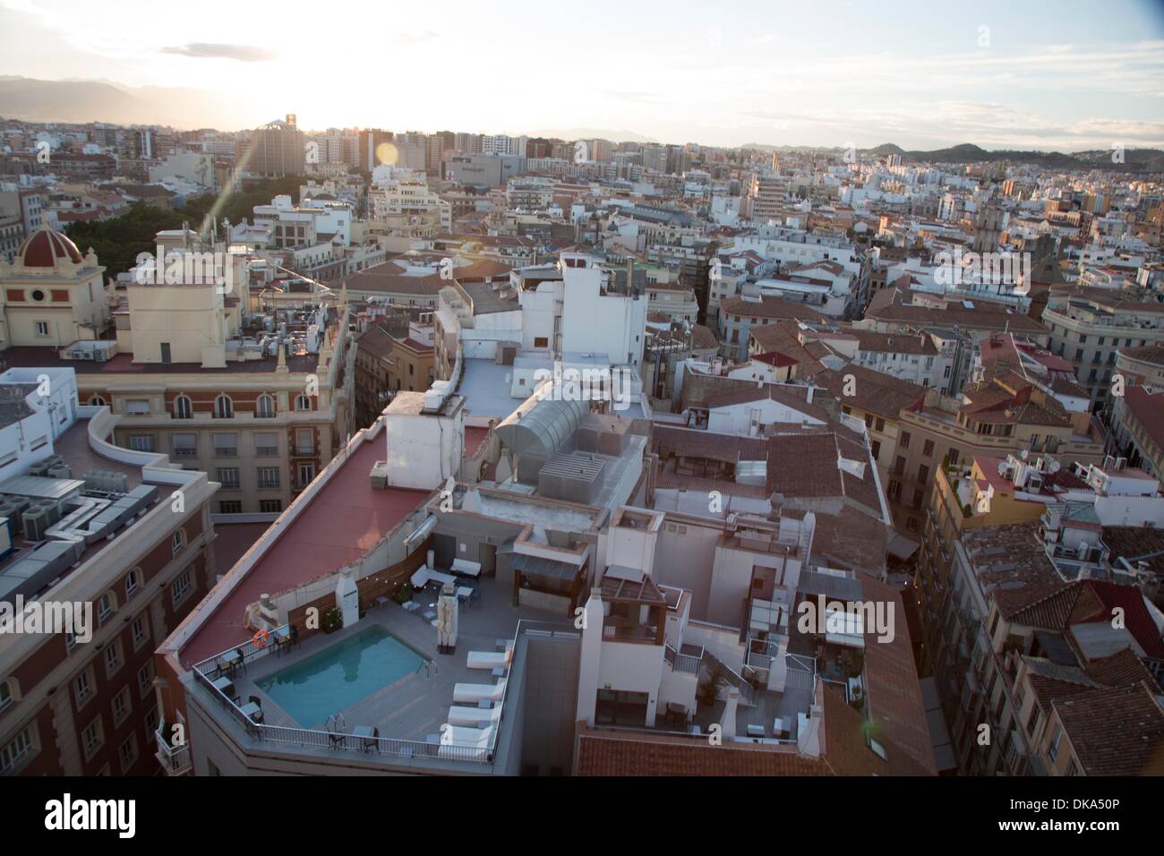 view from 15th floor terrace of AC Marriot Hotel in Malaga over the city  Stock Photo - Alamy