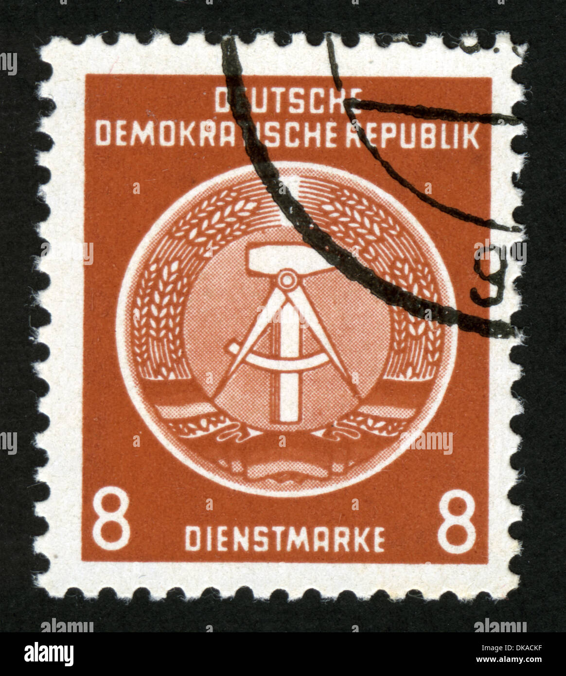 mail, postage stamps, Germany, German Democratic Republic, 8 pfennig official stamp, 1954, Germany Post, postage stamp Stock Photo