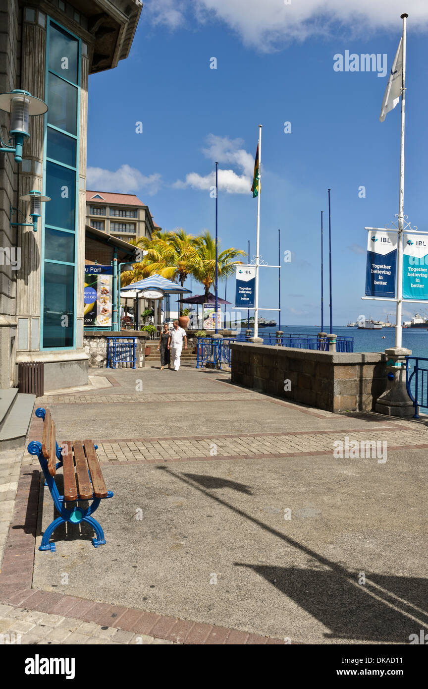 Caudan Waterfront with restaurants and bars, Port Louis, Mauritius. Stock Photo