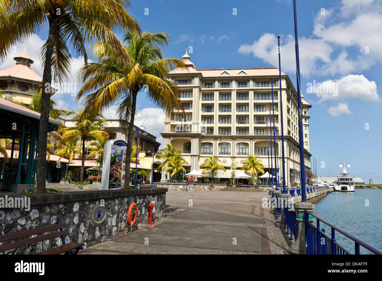 Labourdonais Hotel in Place Du Caudan, Port Louis, Mauritius. Stock Photo